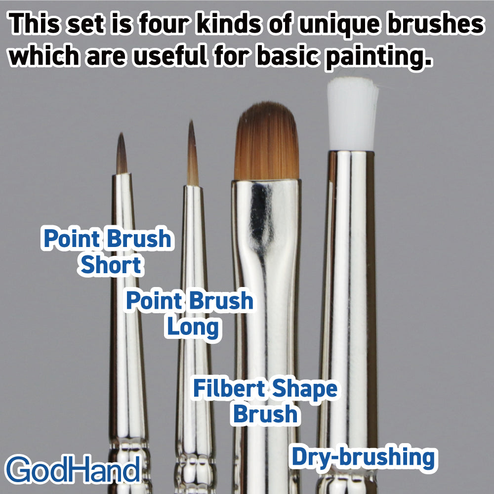 Godhand GH-BRSP-SN-SET Brushwork Semi-PRO 4 Brushes Set - Glacier Hobbies - GodHand